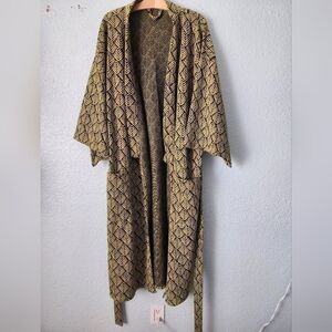 HighWay Robery Elegant Yellow green  and Black Women's Robe Cardigan Duster